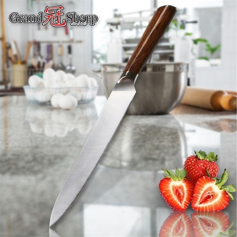 8-дюймовый нож для нарезки, подлинный немецкий молибден-ванадиевая сталь DIN1.4116, набор для резьбы по лососю