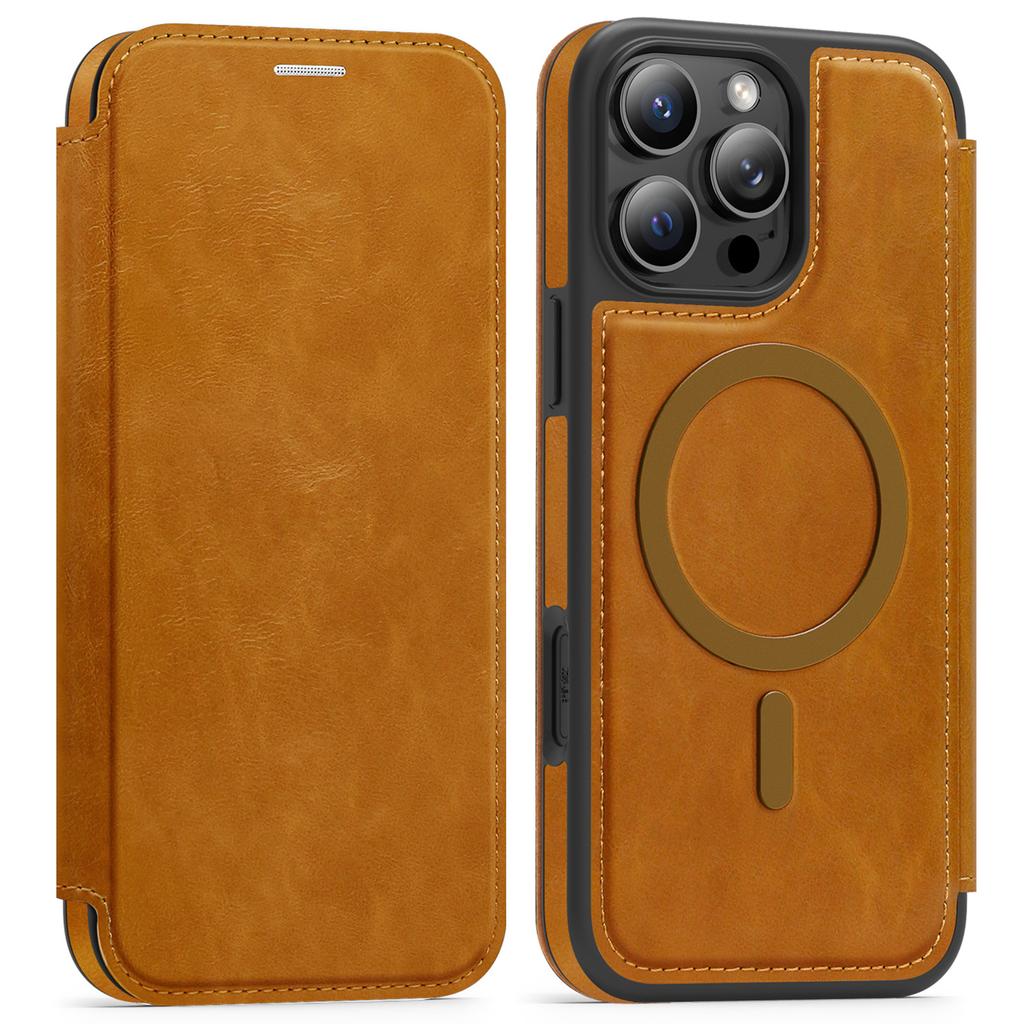 For iPhone 15 Pro Max Case Compatible with MagSafe RFID Blocking Card Holder Leather Phone Cover