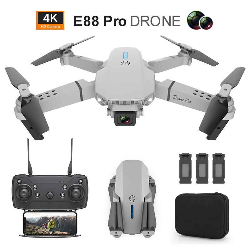 Мини-дрон E88 Pro с дистанционным управлением, 4K, двойная HD-камера, складной квадрокоптер, вертолет, игрушка, набор из 3 аккумуляторов, подарок для мальчика