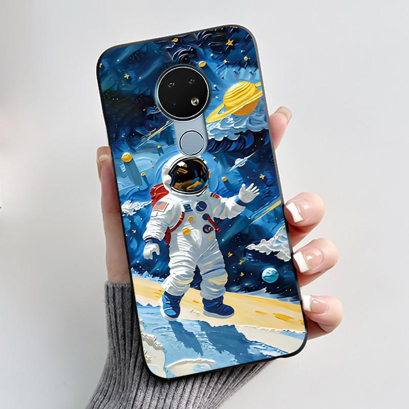 Милый Чехол Для Nokia 6.2 / Nokia 7.2 Fundas Capa Печатный Корпус Защитная Крышка Мягкий Силикон Мультяшный Черный Корпус Coque