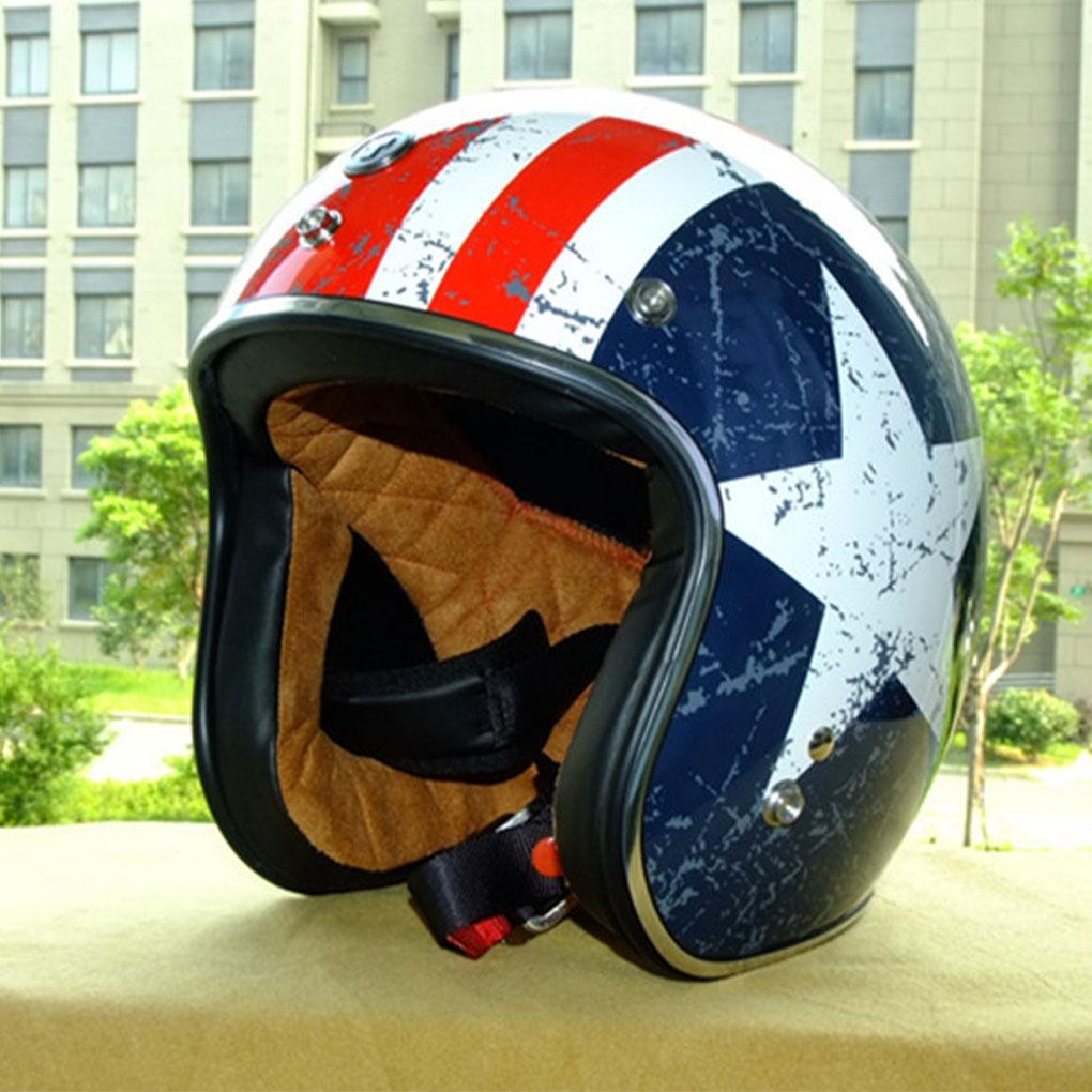 ABS Lightweight And Durable - Open Face Helmet With Face Helmet Lens 3 Snap Helmet Helmet Face Motorcycle Universal Black