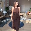 Элегантное длинное платье без рукавов, женское, облегающее, однотонное, с О-образным вырезом, однобортное, А-силуэтное, платья, лето 2025, новые женские модные платья