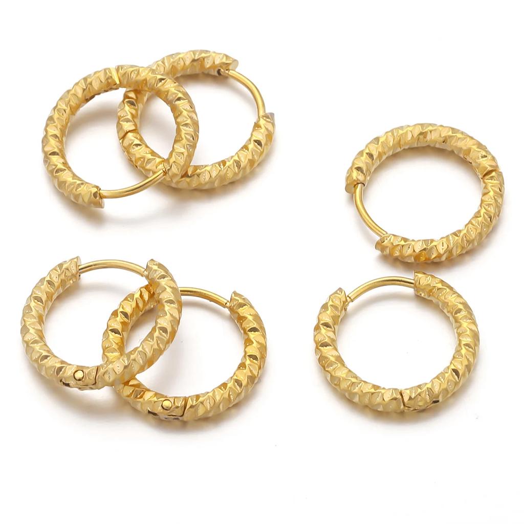 6pcs Stainless Steel Rectangular Textured Earrings Earring Hooks Fittings 18K PVD Gold Plated DIY Jewellery Parts Earrings