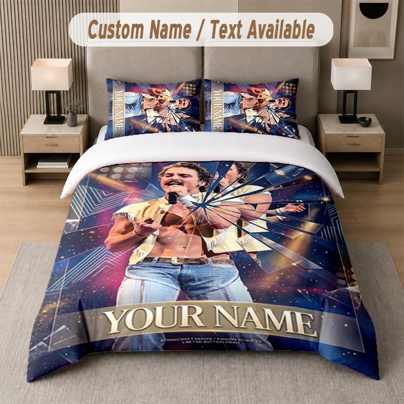 Benson Boone 3Pcs Bedding Set, Personalized Custom Name Text, 1 Duvet Cover & 2 Pillowcases For Bedroom