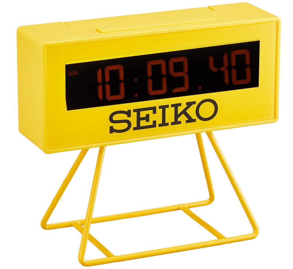 Seiko Clock SQ815Y Digital Mini Timer Clock, Yellow, 93 x 104 x 45mm
