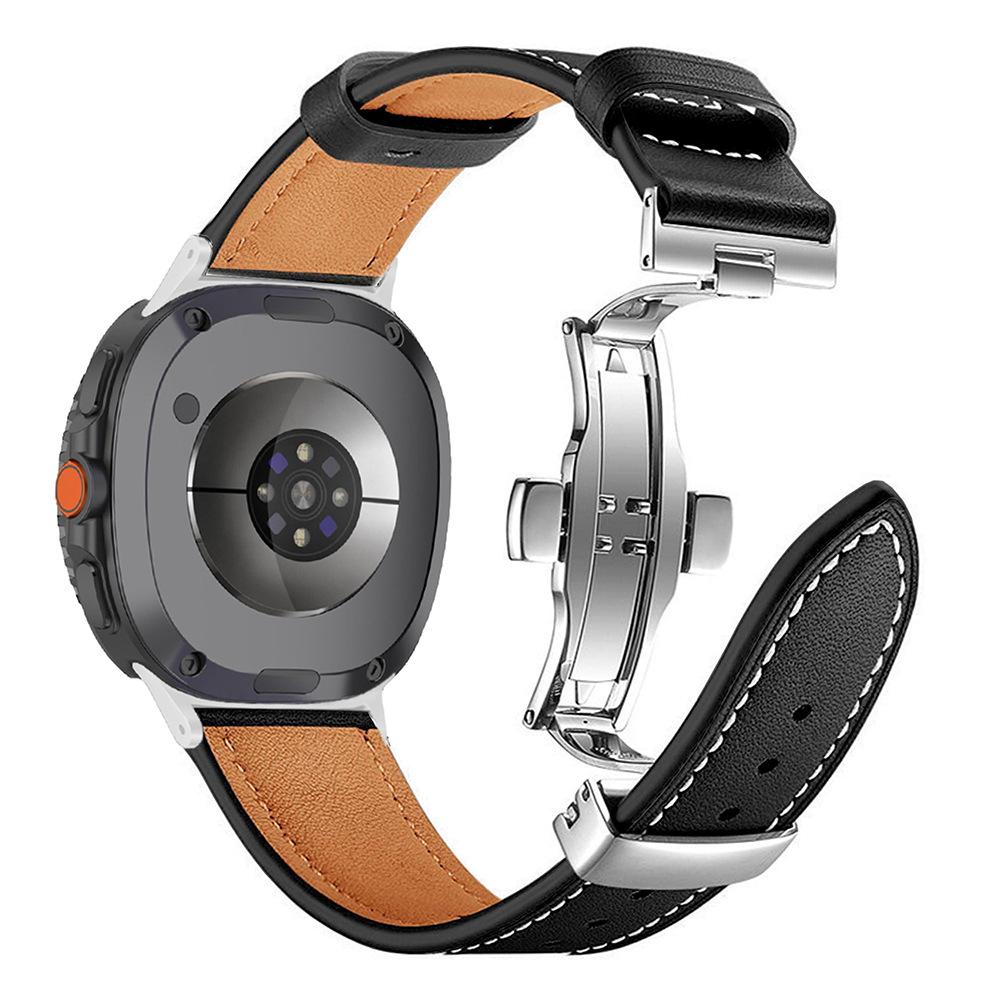 Застежка-бабочка, ремешок для часов из натуральной кожи для Samsung Galaxy Watch8/9 Classic, ремешок для часов для Samsung Galaxy Watch Ultra