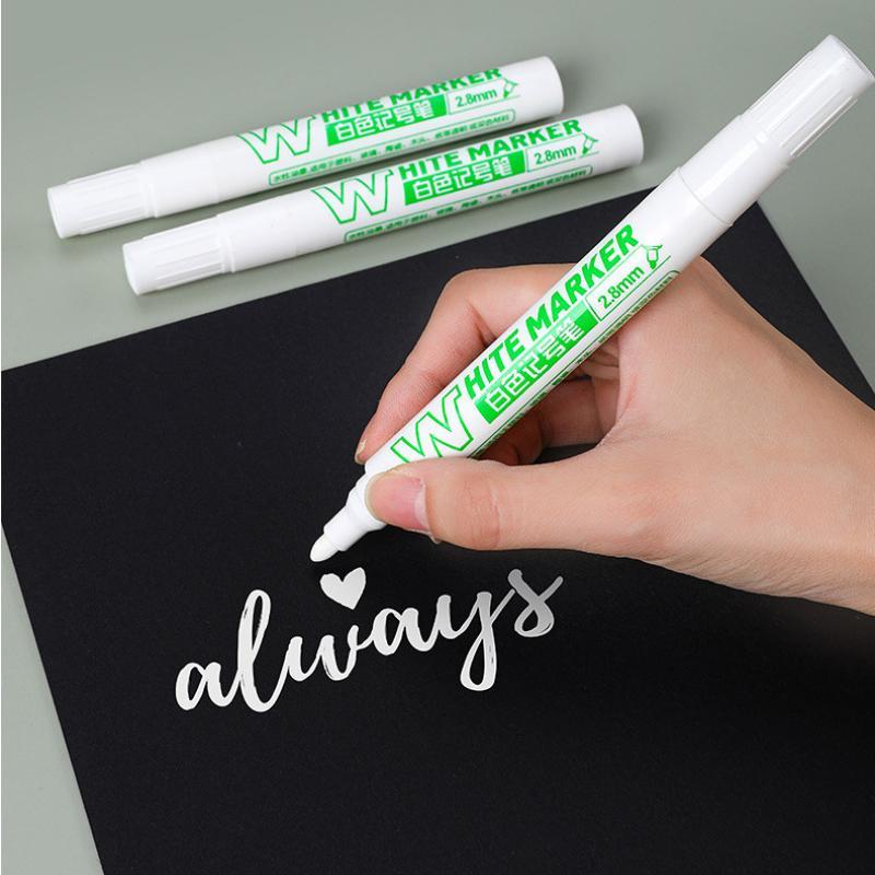 1/5 Pack Permanent White Marker Pens Quick Dry Ink Durable Nib For Art Crafting Rock Painting Glass Metal Wood Marking