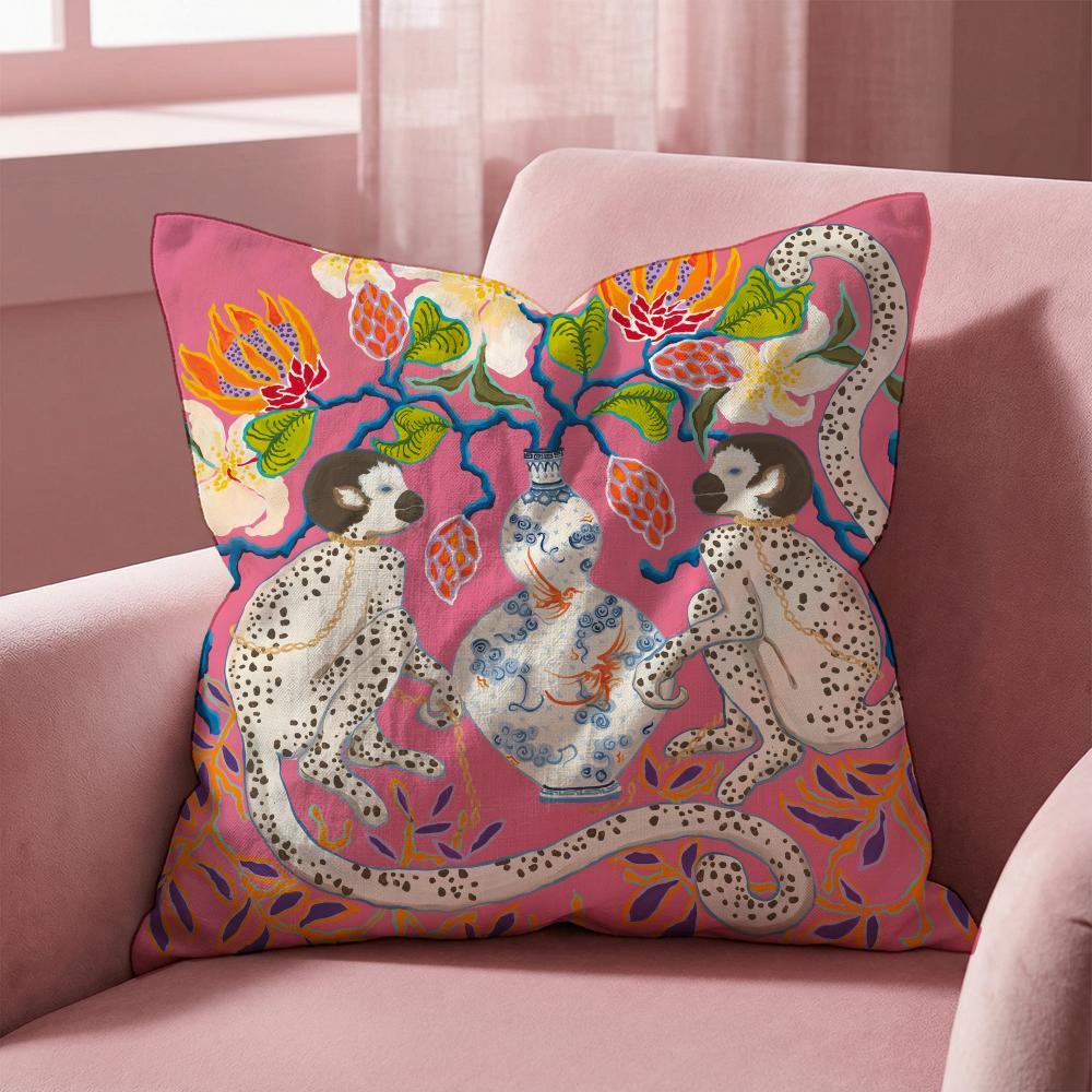 P-Paige G-Gemmel M-Monkey Cushion Cover Multi-Scene Pillow Cover for Home & Car - Reversible, Soft & Durable for Daily Use