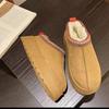 Зимние ботинки на толстой подошве для женщин зимой 2024 года, новые пушистые туфли с одной педалью, мягкие теплые тапочки из хлопка с капюшоном