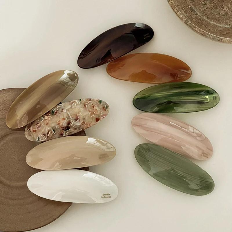 Корейская заколка для волос с уксусной кислотой, пружинная заколка для девочек, французская большая шпилька, головной убор, глянцевая эллиптическая дуга, шпилька, аксессуары для волос