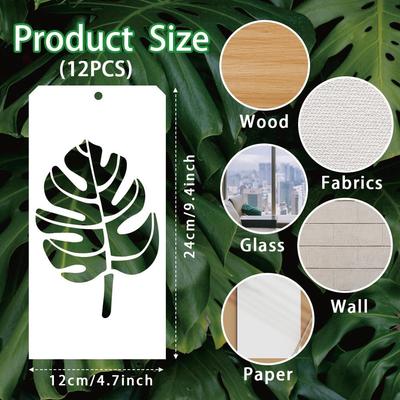 12 шт. Декоративные шаблоны для рисования, 12 стилей, Большие трафареты для рисования листьев, Многоразовый бордюрный трафарет, Трафареты листьев для рисования на плитке, стене, полу