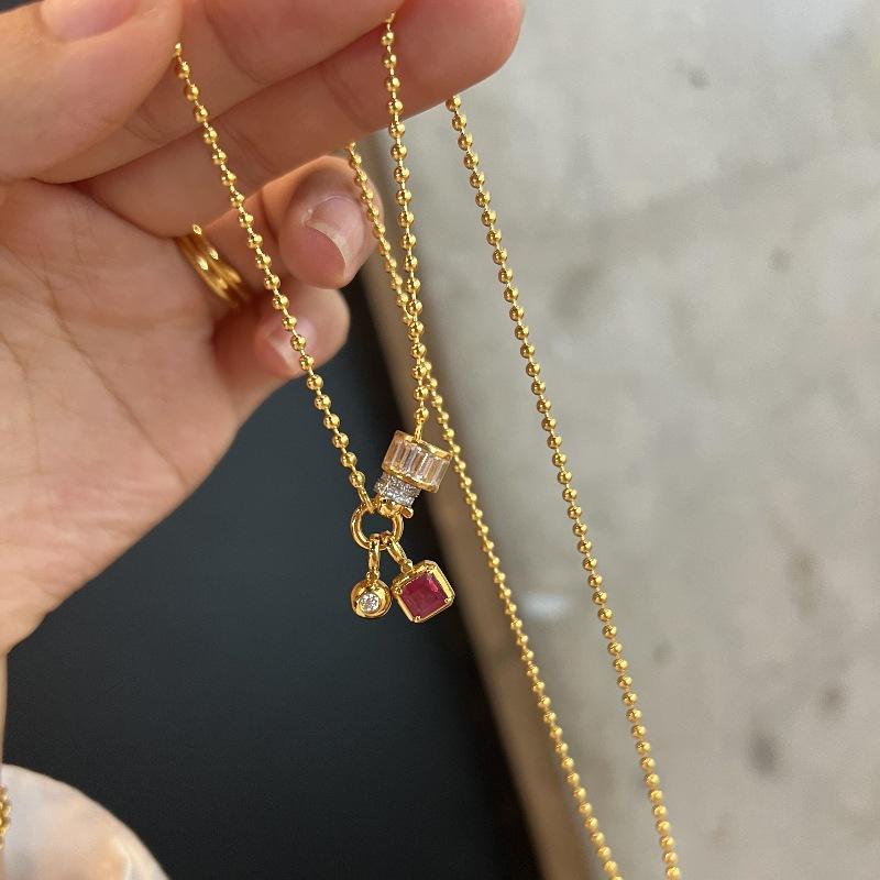 Креативное винтажное изысканное неправильной формы ожерелье из зеленого халцедона и рубина, изысканная высококачественная цепочка-колье, ювелирное изделие
