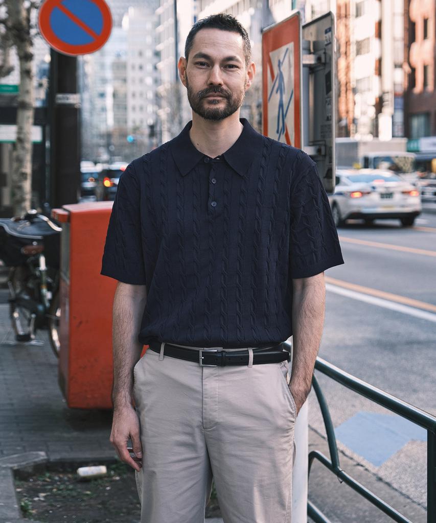STCO Diems Ice Touch Cable Short Sleeve Knit_Navy (Classic Fit)_Dktxb63Csn