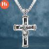 Привет изысканное модное двухцветное ожерелье с подвеской в ​​виде креста Иисуса мужское ожерелье в стиле ретро