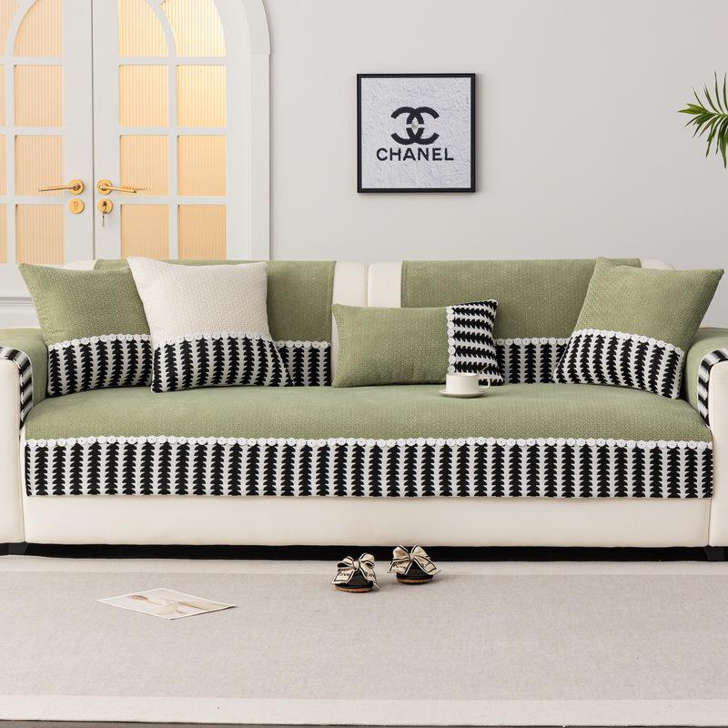 New Thickened Chenier Sofa Cushion Four Seasons Universal Non-Slip Cover Premium Sense Straight Row Cushion Cover Cloth Towel