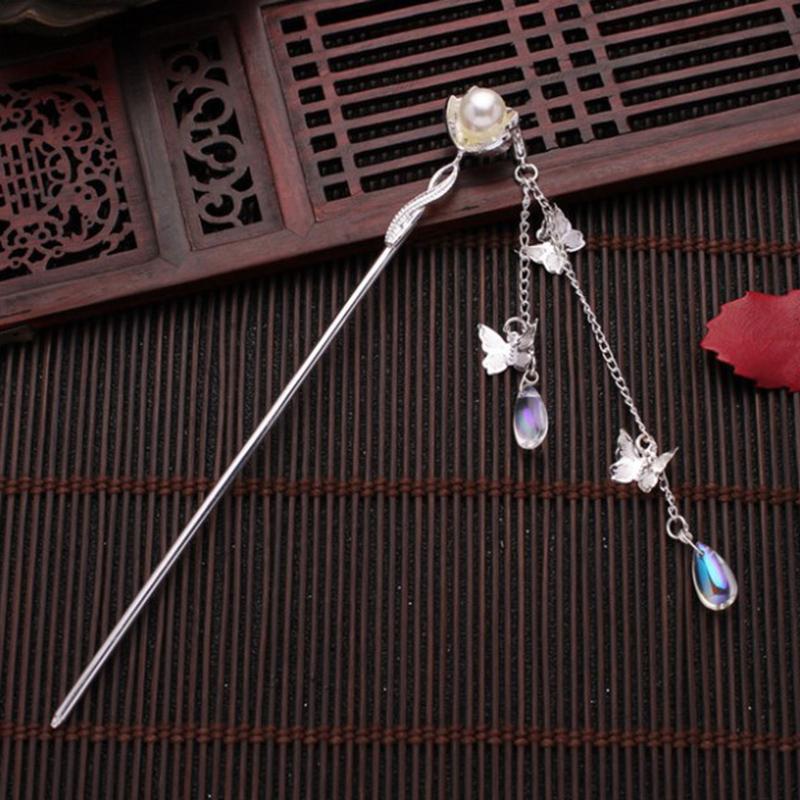 Винтажная дворцовая заколка-кисточка, шагающая с цветком, жемчужные палочки для волос