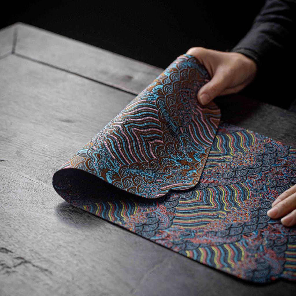 Двусторонний парчовый коврик для чая - Китайский дзен-стиль, нескользящая подставка для сухого заваривания для чайной церемонии, винтажный декор стола, традиционная подставка