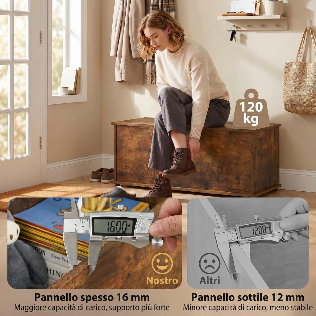 Storage Chest, Large 113L Blanket Box, Shoe Bench with Safety Hinged Lid, Storage Trunk, Bed End Bench for Bedroom, Hallway, Living room, Playroom