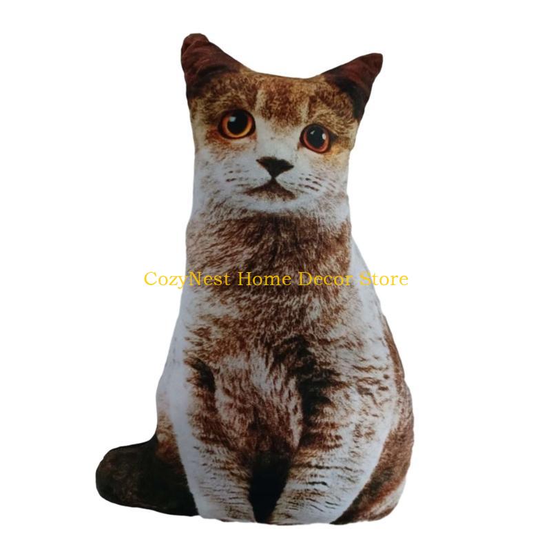 92MF Creative Simulation Cat Pillow 3D Cat Cushion Animal Doll Photography Wedding Setting Props 3D Animal Print Pillow