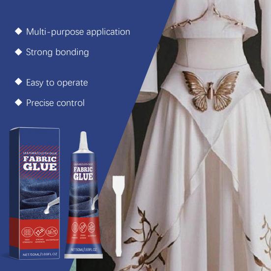 50 мл клея для ткани со скребком, постоянный прозрачный клей, кристально чистый, с антизасоряющим наконечником, прочная ткань для склеивания