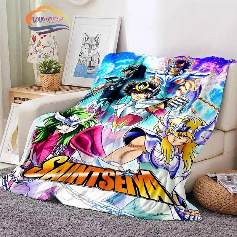 Classics Animated Character Seiya Patterned Wool Blanket Cartoon Saint Seiya Series Children Shawl and Sofa Super Soft