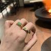 Кольцо во французском придворном стиле с легкой инкрустацией зеленым цирконом, дизайн в стиле легкой роскоши высокого класса, открытое кольцо на указательный палец для женщин