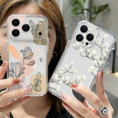 Чехол с рисунком мультяшных цветов для iPhone 17 Pro Max Coque iPhone 16 15 14 13 12 Pro Max 11 Прозрачный Мягкий Силиконовый Чехол из ТПУ
