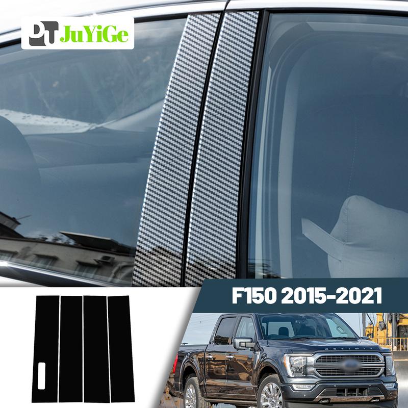 Glossy Black Carbon Fiber Window Door Deal B C Pillar Post Cover Sticker For Ford F150 2015- 2016 2017 2018