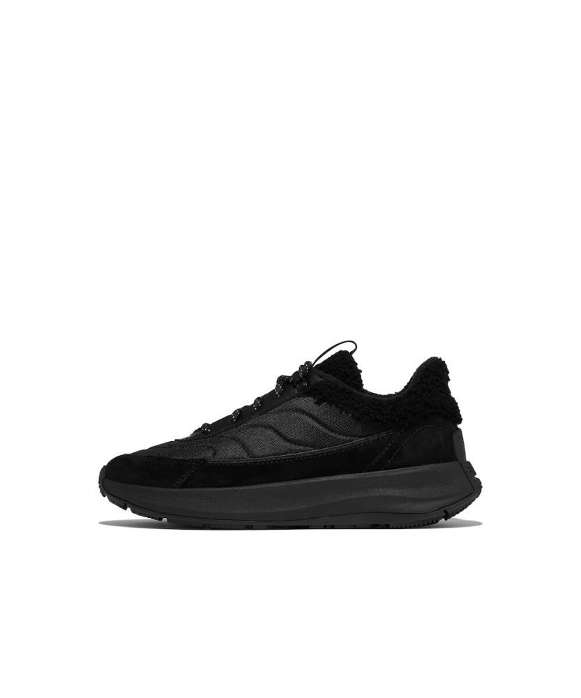 Fitflop [F-Mode] Women'S Suede Mix Platform Sneakers - All Black (Ft59K2N015)