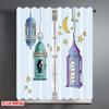 2D flat printing 2pcs Curtain Curtain Ramadan Lanterns and Moon Digital Printed Polyester Drapes Family Party Decoration Perfect