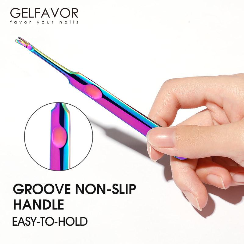 Gelfavor 1PC Full Beauty Cuticle Remover Pusher Trimmer Callus Dead Skin Cut Tools Chameleon Fork Nail Manicure Finger Accessory