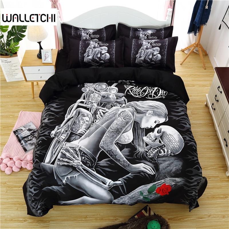 Sexy Beauty Skeleton Girl Bedding Set 3d Duvet Cover Polyester Comforter Cover Twin Queen King Single Size Luxury Fashion Gift
