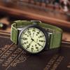 Часы для активного отдыха, кварцевые, с аналоговым дисплеем, нейлоновые, с календарем, светящимся индексом, датой, днем недели, большим циферблатом, водонепроницаемые, зеленого цвета, с днем рождения