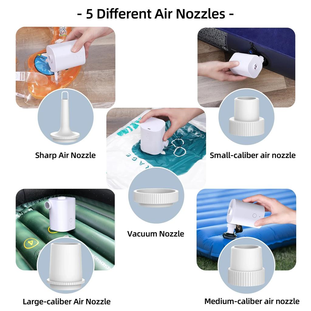 Электрический воздушный насос, портативный беспроводной воздушный компрессор, насосы-инфляторы/дефляторы для надувных подушек, надувные кровати, лодка, кольцо для плавания