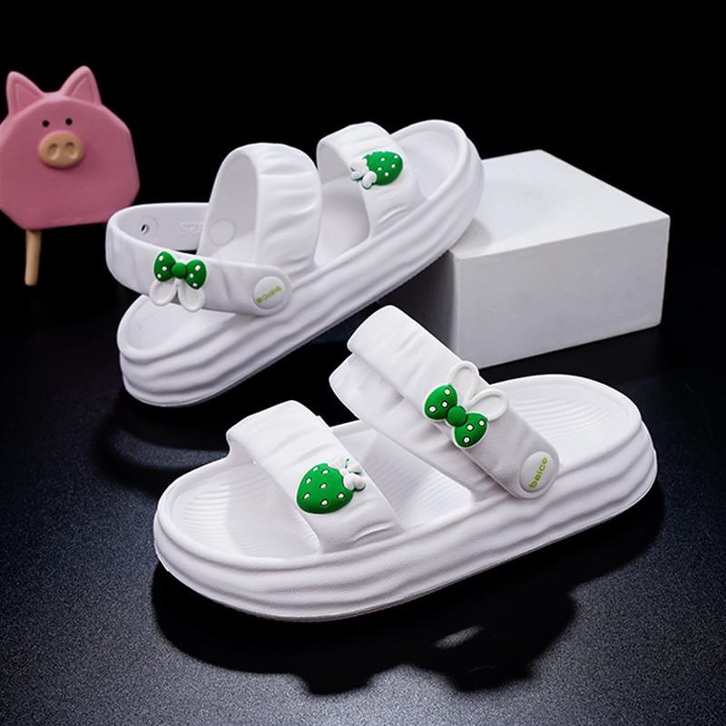 Stylish Eva Summer Sandals For Girls Featuring Breathable Soft Sole Design In Black Pink And Green