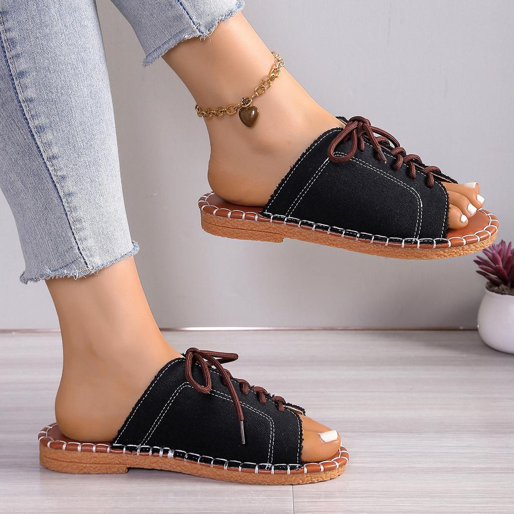 Большие размеры тапочек женские летние 2025 года новые тапочки Fish Mouth на плоской подошве повседневные тапочки