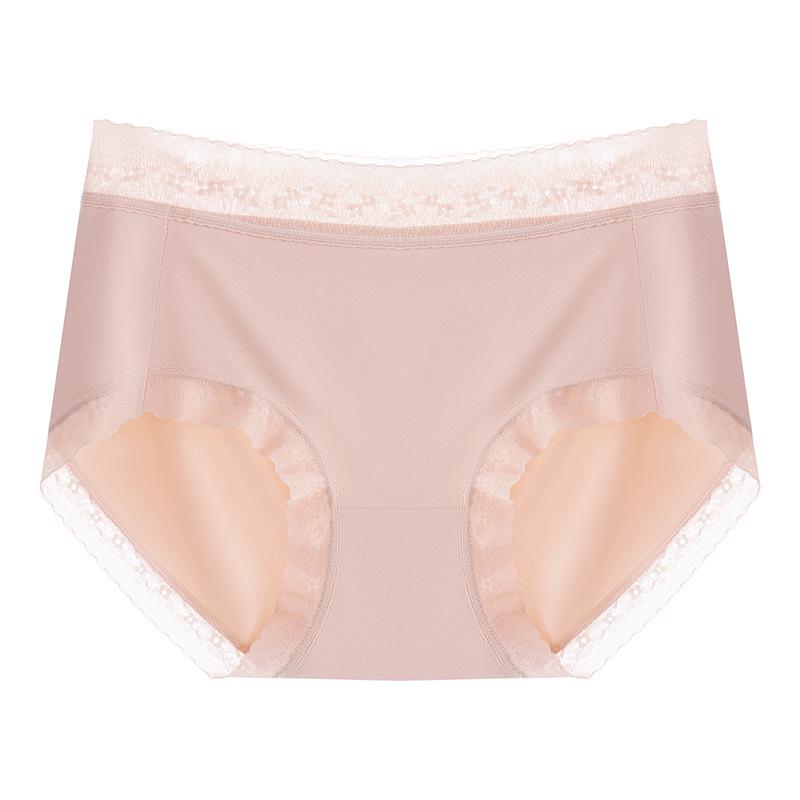 Breathable Low-Waist Ice Silk Women's Lace Briefs - Seamless, Invisible, Antibacterial, Sexy, Polylactic Acid