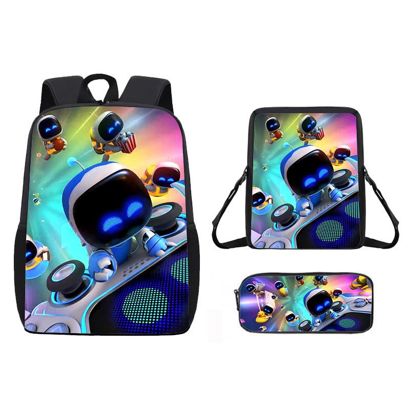 Astro Bot Backpack For Kids With Breathable Oxford Fabric And Cartoon Print For School Use