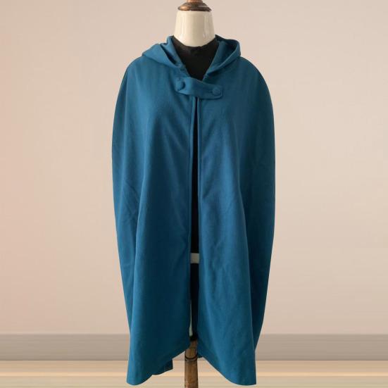 Winter Women Jacket with Hood Medieval Retro Cape Gothic Keep Warm Shawl Ankle Length Loose Cloak Thick Single-Button Closure Poncho Pirate Robe