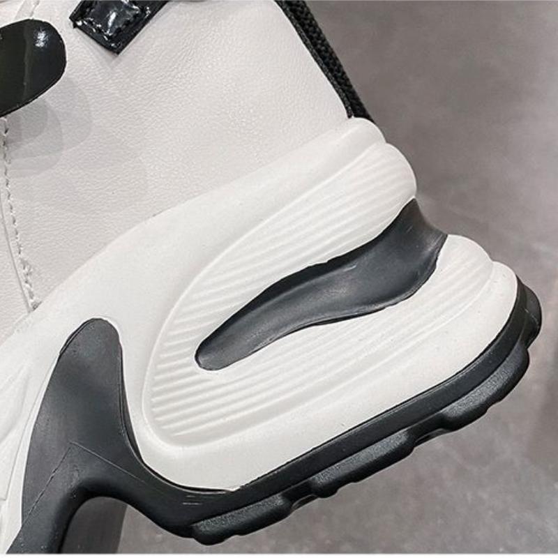 11CM Women Platform Sneakers Lace Up Sports Dad Shoes High Top Chunky Casual Shoes Woman Thick Bottom Mesh White Shoes