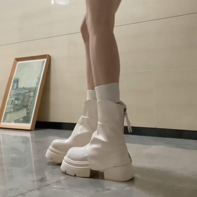 Осень и зима новая короткая обувь женские ботинки на толстой подошве повседневные дышащие тонкие ботинки модные универсальные ботинки Мартин