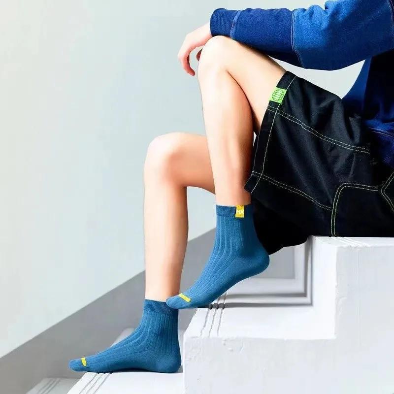 Мужские носки Business Casual средней высоты, дышащие, с защитой от запаха, отводящие влагу, для весны и лета, для офиса и работы на открытом воздухе