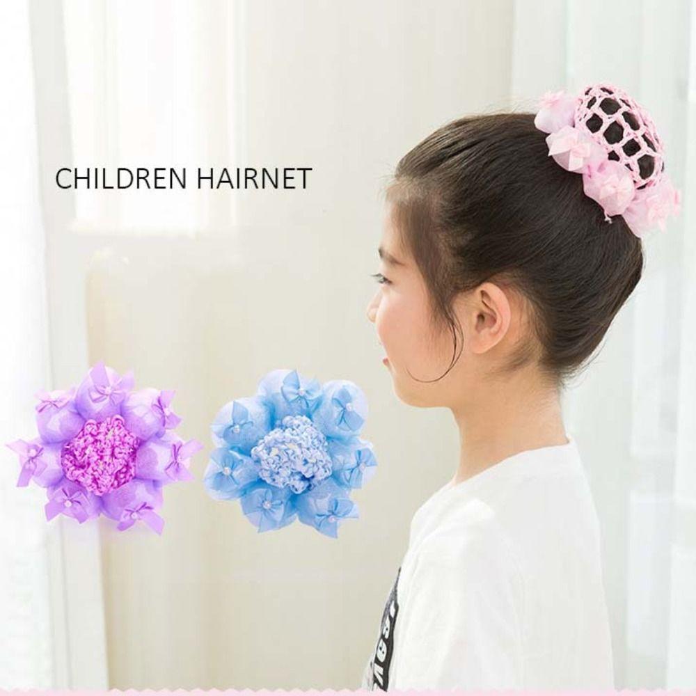 Блестящий детский пучок с сеткой бант балетный пучок снуд модная сетка для волос с цветком вечеринка