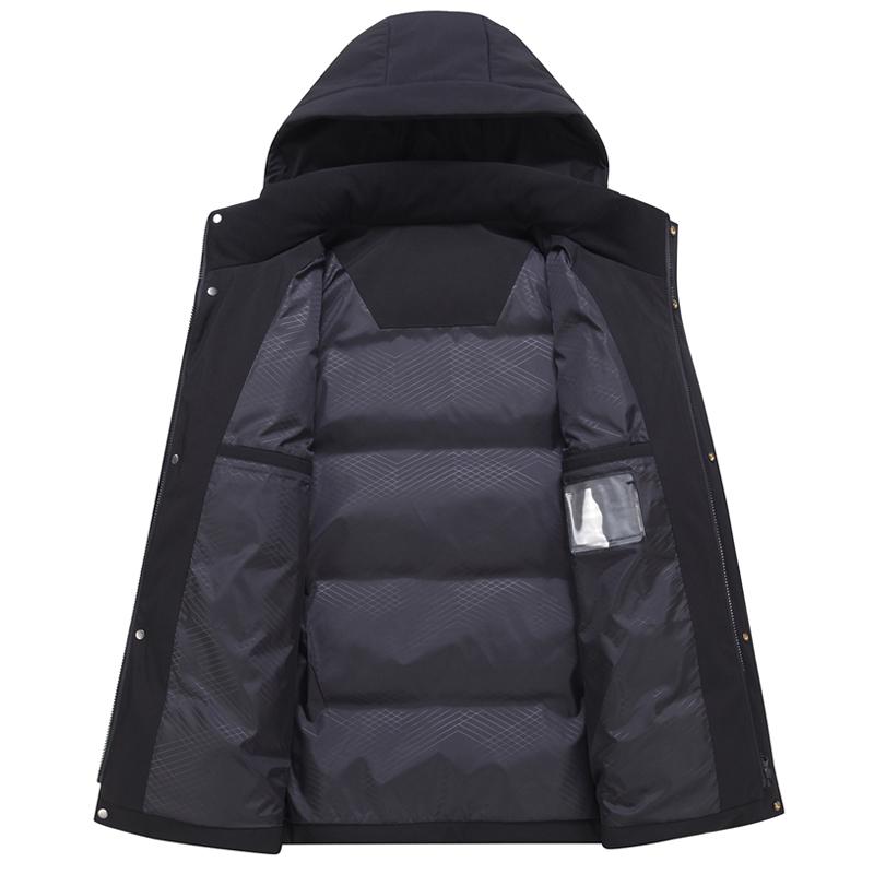 Зимняя куртка-пуховик для мужчин больших размеров, теплая 90% белая утиная пуховая куртка для мужчин среднего возраста, толстая теплая черная парка, зимняя верхняя одежда