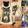 Fierce Wolf Print Yoga Outfit for Women Fashion Workout Leggings Fitness Sports Casual Yoga Pants