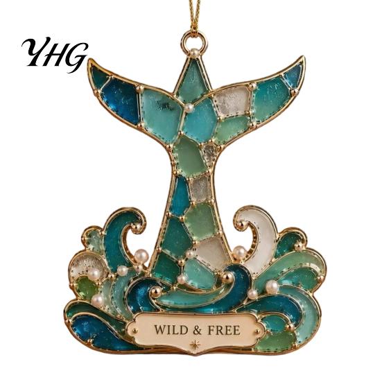 Durable Decorative Accents Handmade Sea Glass Coastal Christmas Ornaments, Turtle Seahorse Starfish Tree Ornaments Sailboat Beach Hanging Decoration
