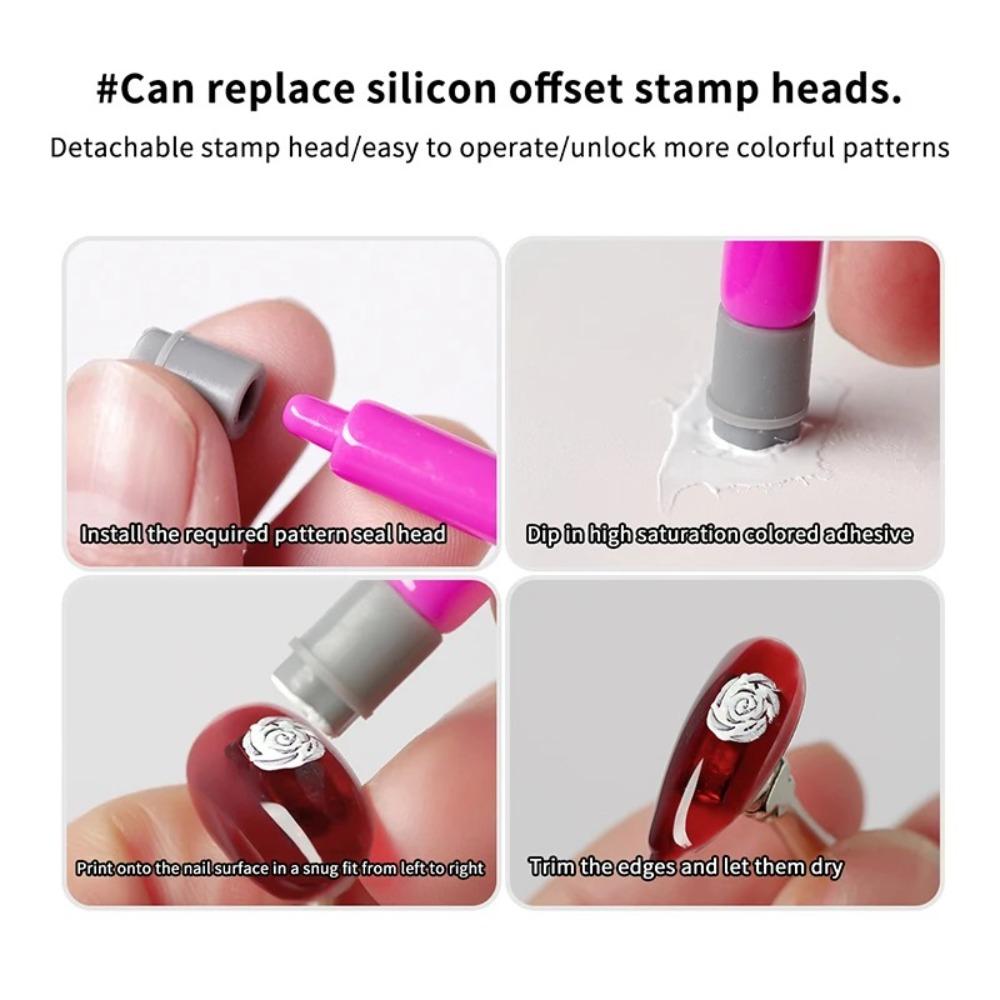 3D Сердце/Ромашка/Бабочка Штамп Ручка для дизайна ногтей Безалкогольный Маникюрный инструмент для штамповки ногтей