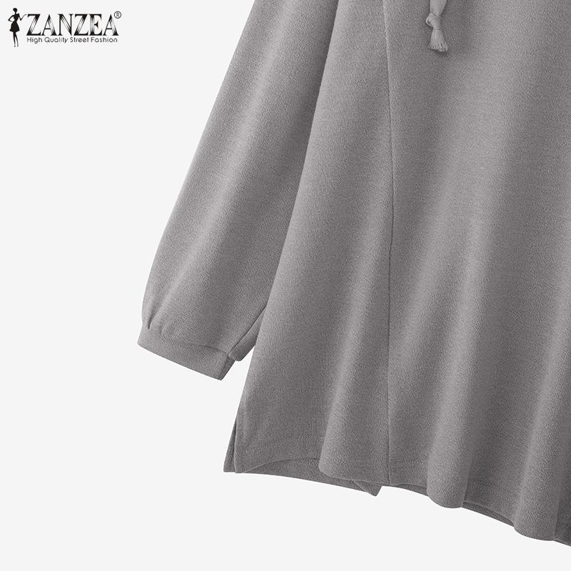 ZANZEA Women Casual V-Neck Long Sleeve Autumnn Pullover Thin Hoodies