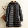 2025 Autumn and Winter New Removable Hat Light Thin Down Jacket Women's Medium and Long Slim Large Size Jacket Tide