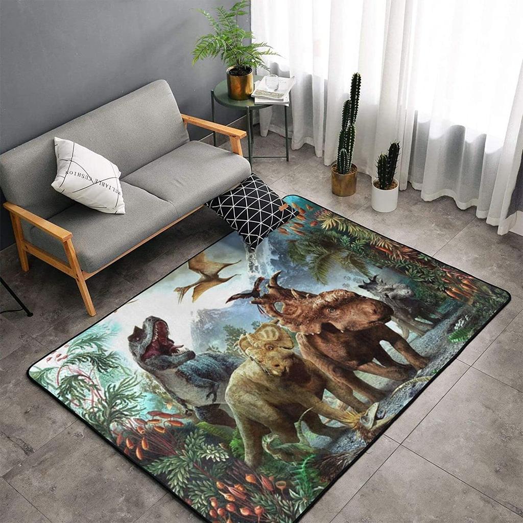 Jurassic Dinosaur Living Room Area Rug 3D Dinosaur Carpets Bedroom Rug for Boys Kids Play Mat Animal Print Rug Entrance Doormat